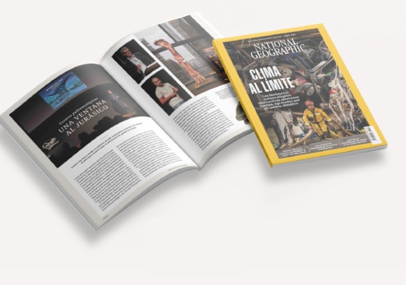 ‘Una ventana al Jurásico’ abre a los lectores de National Geographic del mes de abril el evento celebrado con Dinópolis en Barcelona.