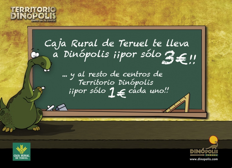 Dinópolis y Caja Rural se unen para ofrecer un precio reducido de 3 euros a los escolares de Teruel