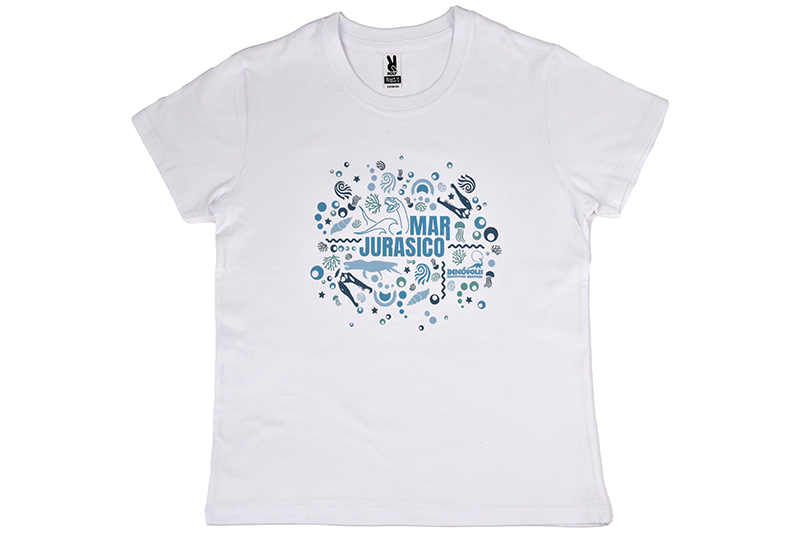Camiseta adulto Mar Jurásico en blanco