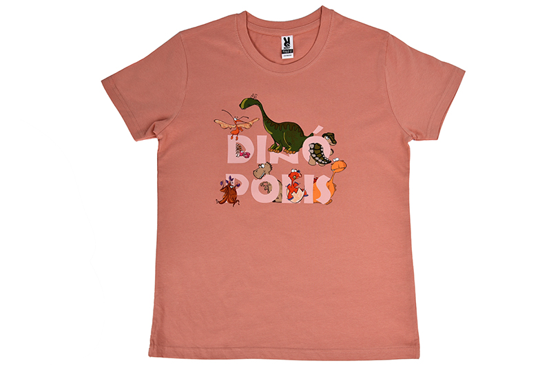 Camiseta infantil Letras Dinópolis salmón