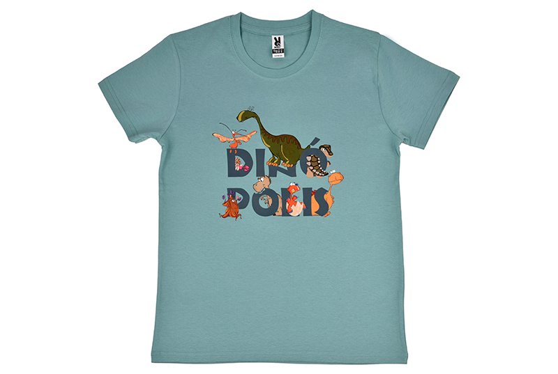 Camiseta infantil Letras Dinópolis azul verdoso